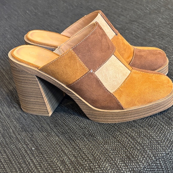 Universal Thread Tess Heels Mule Platform Patchwork Shoes - Brown - Womens 8.5 - Picture 11 of 12